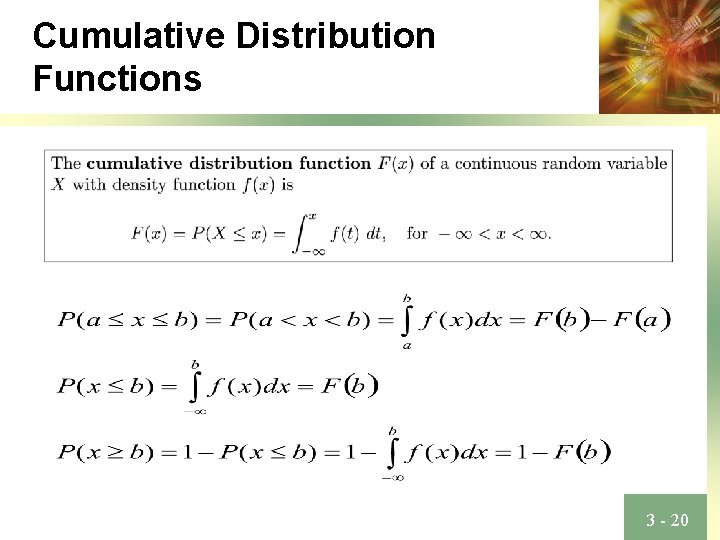 Cumulative Distribution Functions 3 - 20 