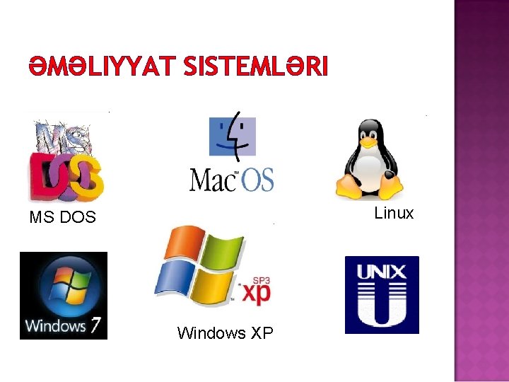 ƏMƏLIYYAT SISTEMLƏRI Linux MS DOS Windows XP 