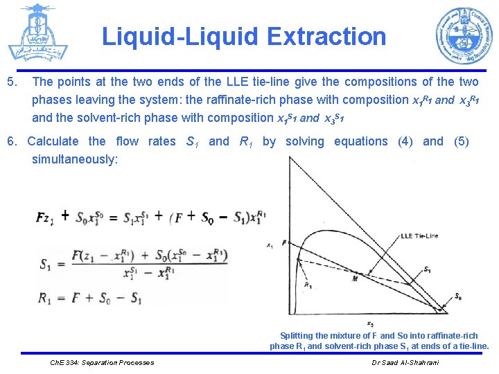 Liquid-Liquid Extraction 5. The points at the two ends of the LLE tie-line give