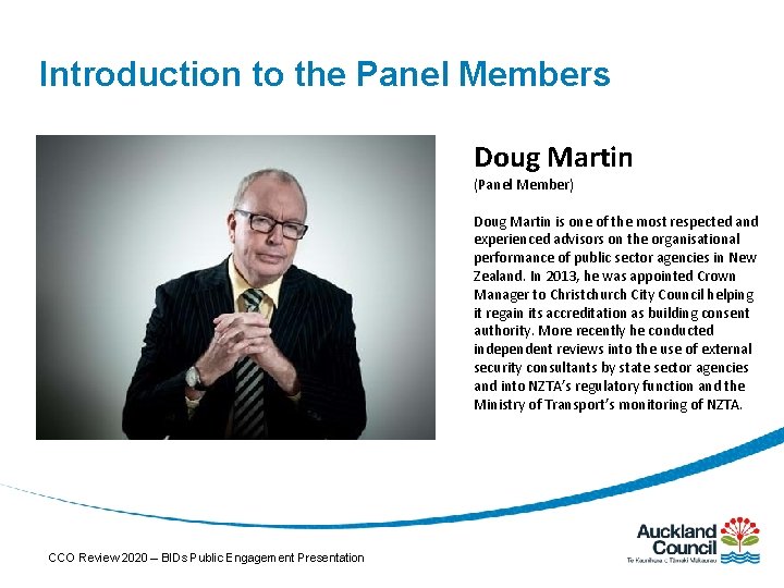 Introduction to the Panel Members Doug Martin (Panel Member) Doug Martin is one of