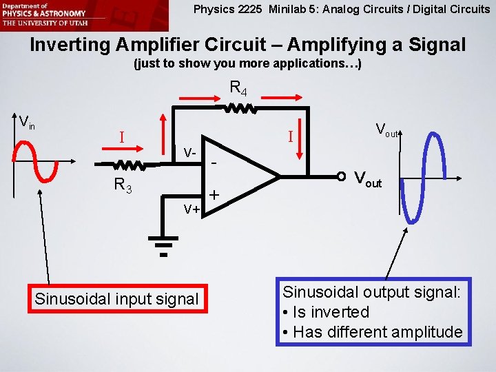 Physics 2225 Minilab 5: Analog Circuits / Digital Circuits Inverting Amplifier Circuit – Amplifying