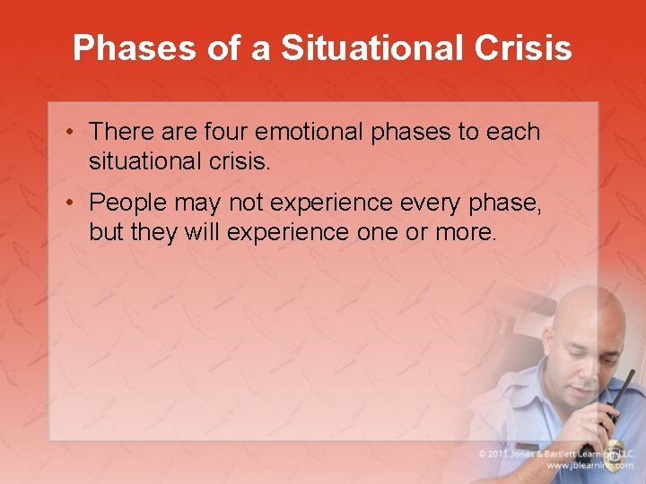 Phases of a Situational Crisis • There are four emotional phases to each situational