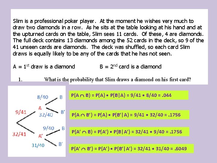 Slim is a professional poker player. At the moment he wishes very much to