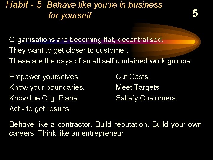 Habit - 5 Behave like you’re in business for yourself 5 Organisations are becoming