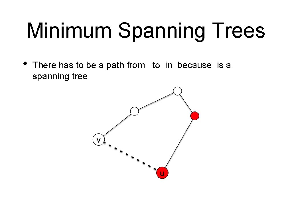 Minimum Spanning Trees • There has to be a path from to in because