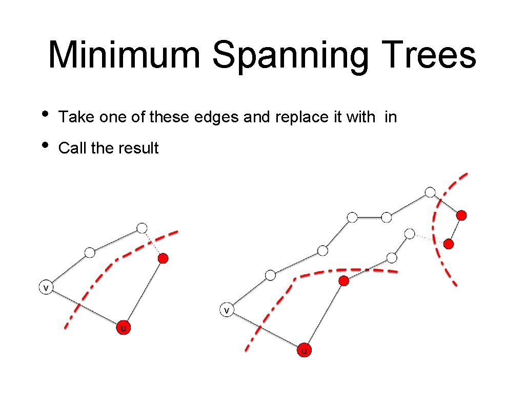 Minimum Spanning Trees • • Take one of these edges and replace it with