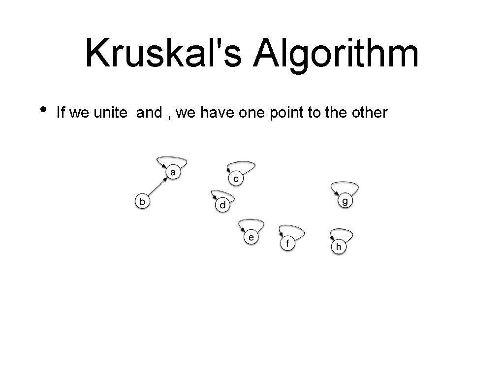 Kruskal's Algorithm • If we unite and , we have one point to the