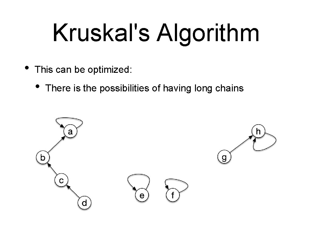 Kruskal's Algorithm • This can be optimized: • There is the possibilities of having