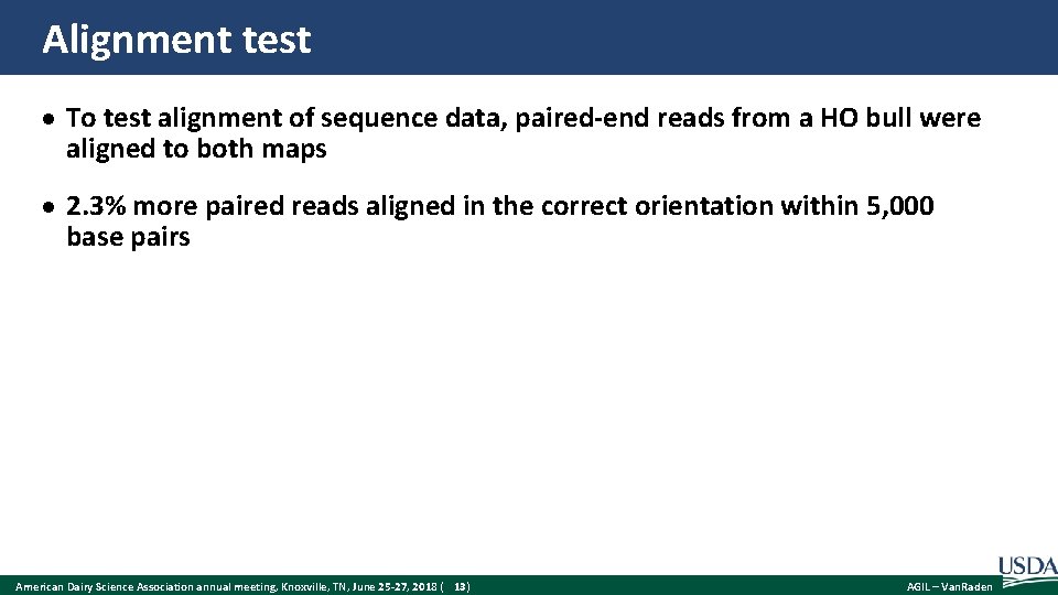 Alignment test To test alignment of sequence data, paired-end reads from a HO bull