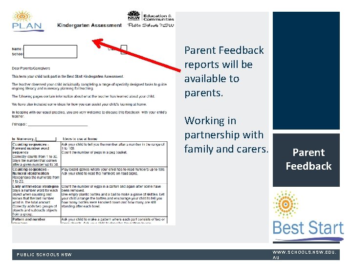 Parent Feedback reports will be available to parents. Working in partnership with family and