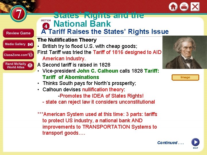 SECTION 4 States’ Rights and the National Bank A Tariff Raises the States’ Rights