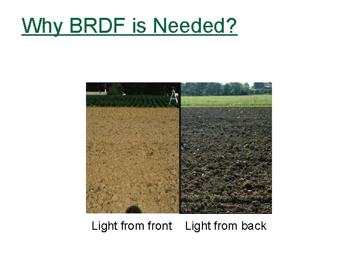 Why BRDF is Needed? Light from front Light from back 