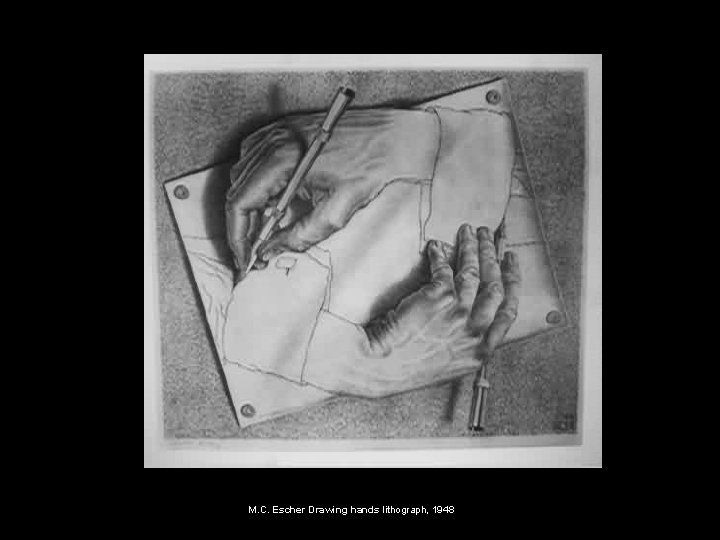 M. C. Escher Drawing hands lithograph, 1948 