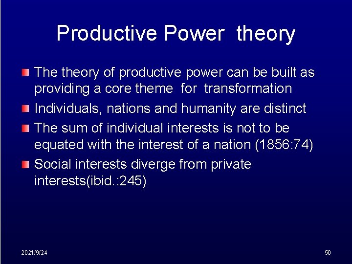 Productive Power theory The theory of productive power can be built as providing a