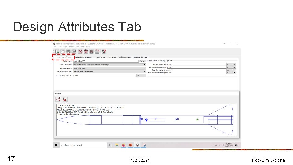 Design Attributes Tab 17 9/24/2021 Rock. Sim Webinar 