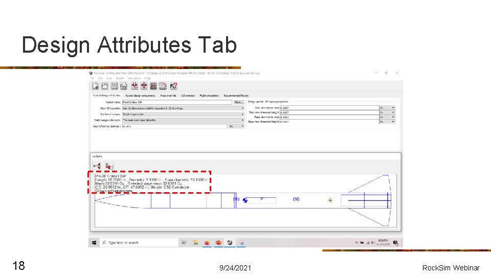 Design Attributes Tab 18 9/24/2021 Rock. Sim Webinar 