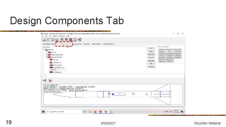 Design Components Tab 19 9/24/2021 Rock. Sim Webinar 