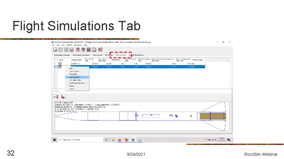 Flight Simulations Tab 32 9/24/2021 Rock. Sim Webinar 