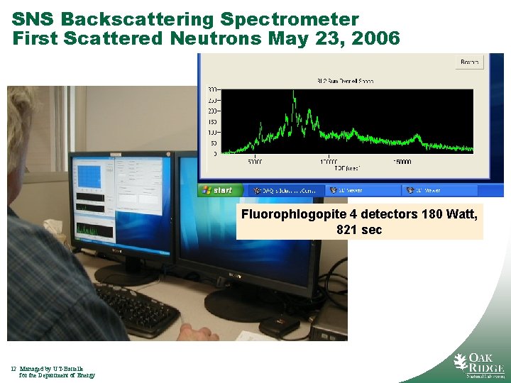 SNS Backscattering Spectrometer First Scattered Neutrons May 23, 2006 Fluorophlogopite 4 detectors 180 Watt,