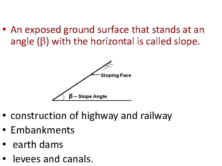  • An exposed ground surface that stands at an angle (b) with the