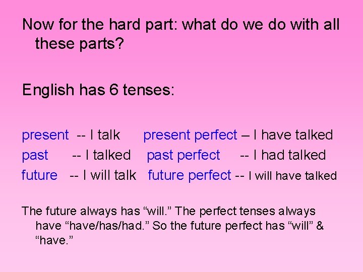 Now for the hard part: what do we do with all these parts? English
