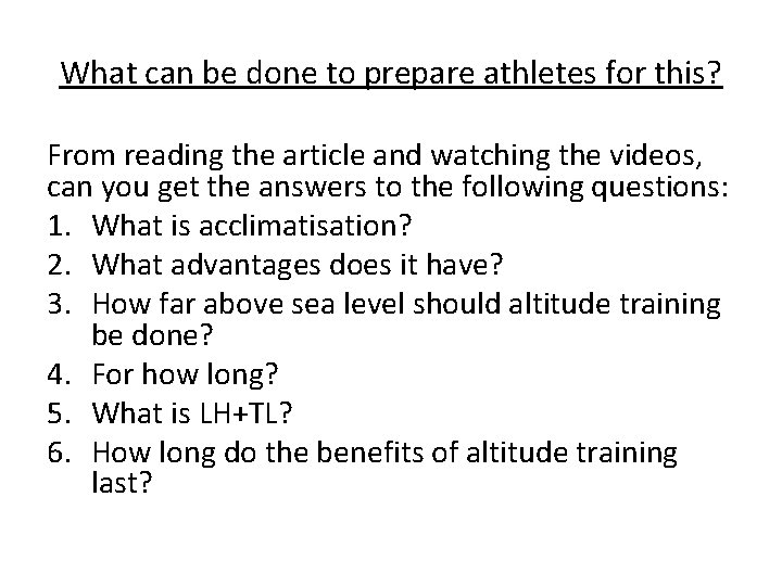 What can be done to prepare athletes for this? From reading the article and