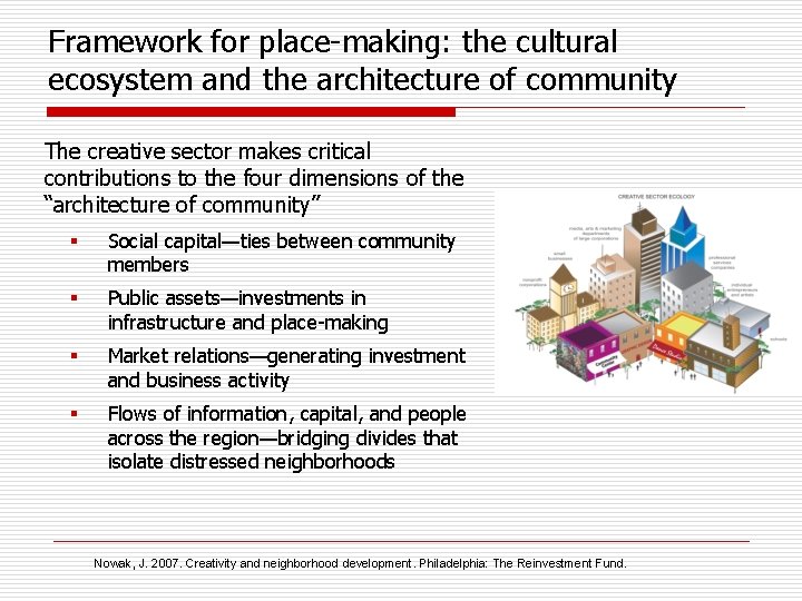 Framework for place-making: the cultural ecosystem and the architecture of community The creative sector