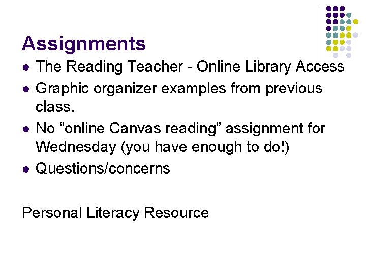 Assignments l l The Reading Teacher - Online Library Access Graphic organizer examples from