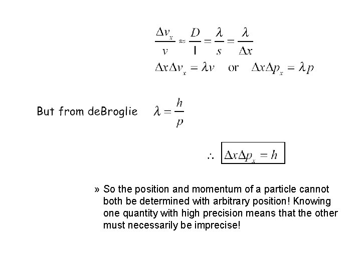 » So the position and momentum of a particle cannot both be determined with