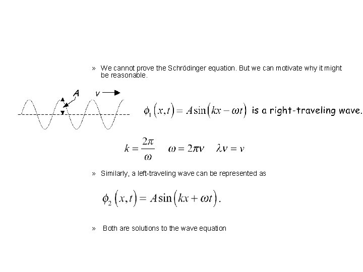 » We cannot prove the Schrödinger equation. But we can motivate why it might