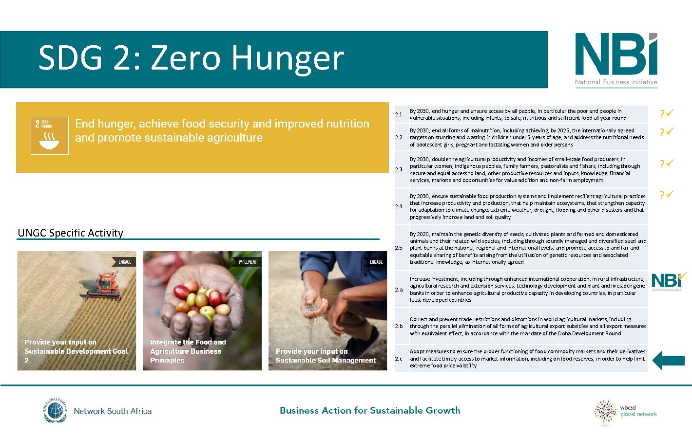 SDG 2: Zero Hunger 2. 1 By 2030, end hunger and ensure access by