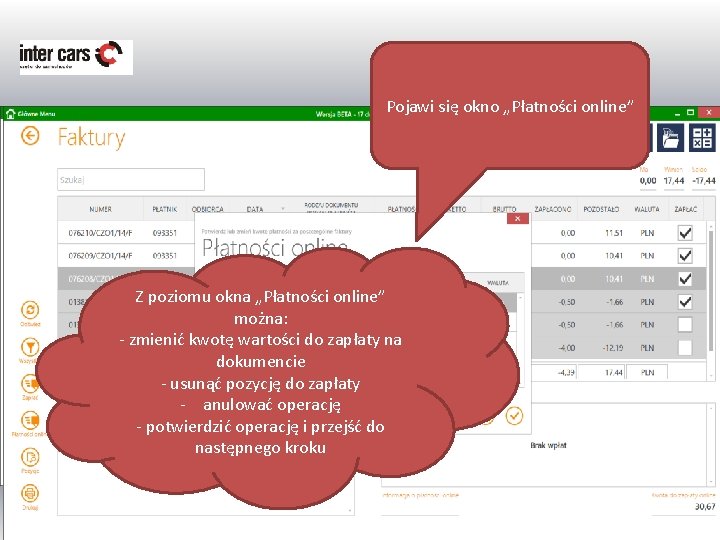 Pojawi się okno „Płatności online” Z poziomu okna „Płatności online” można: - zmienić kwotę