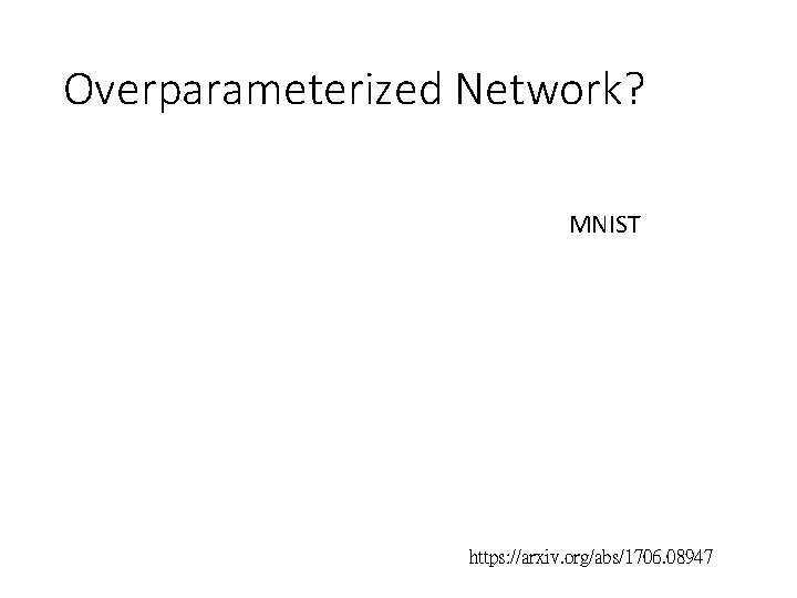 Overparameterized Network? MNIST https: //arxiv. org/abs/1706. 08947 