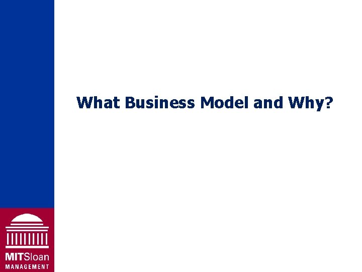 What Business Model and Why? 