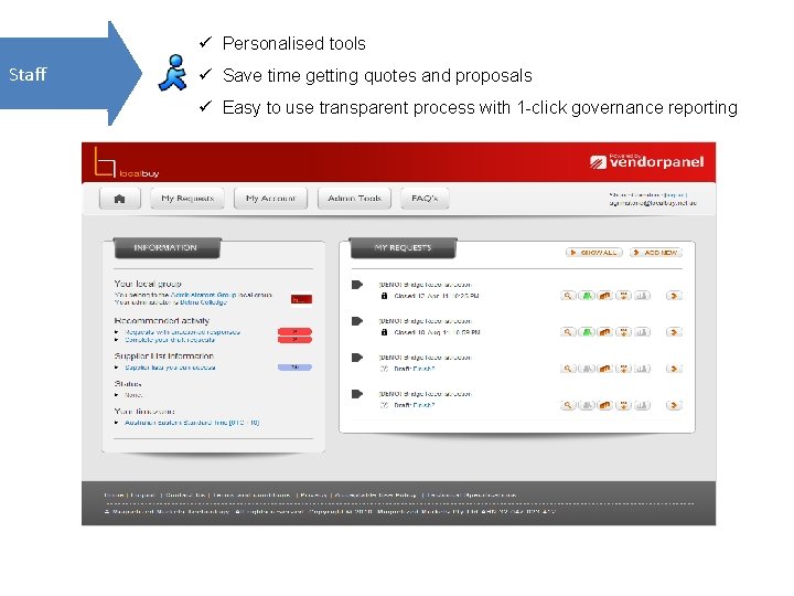 ü Personalised tools Staff ü Save time getting quotes and proposals ü Easy to