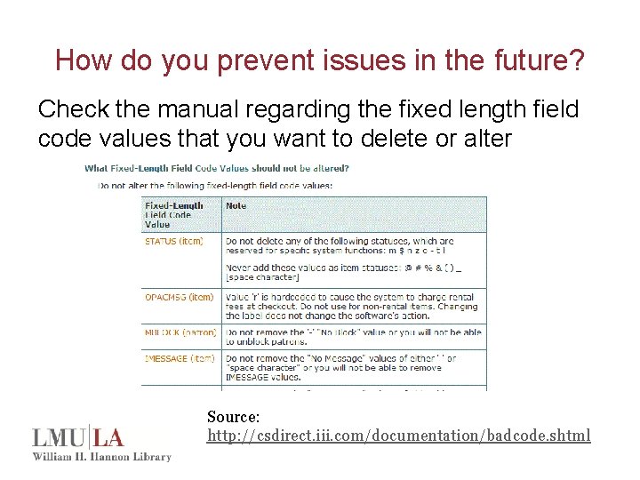 How do you prevent issues in the future? Check the manual regarding the fixed