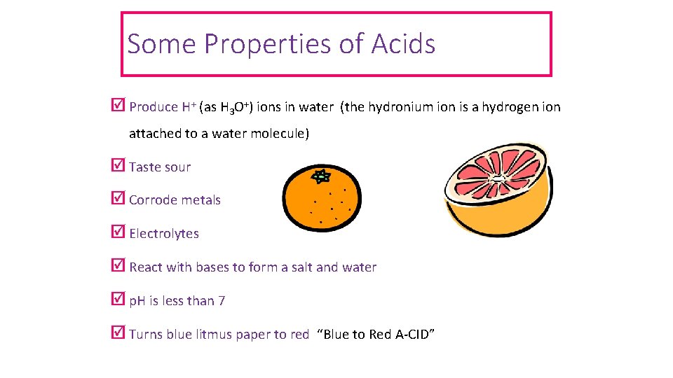 Some Properties of Acids þ Produce H+ (as H 3 O+) ions in water