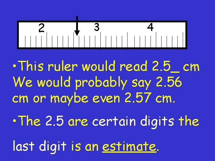 2 3 4 • This ruler would read 2. 5_ cm We would probably