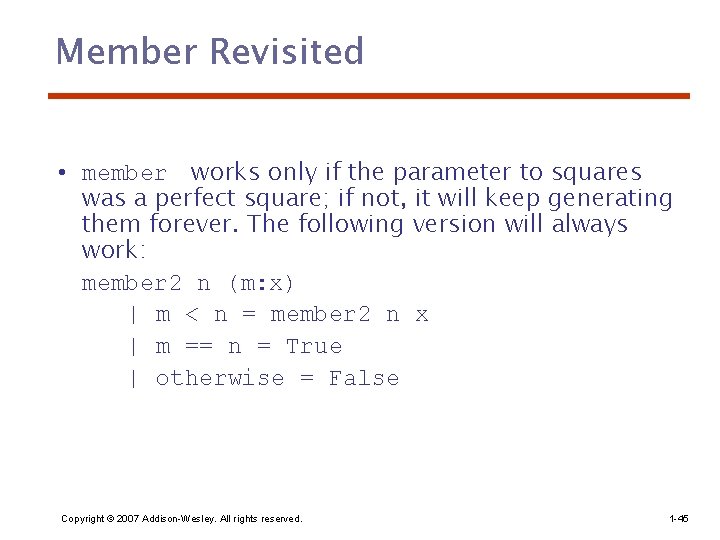 Member Revisited • member works only if the parameter to squares was a perfect