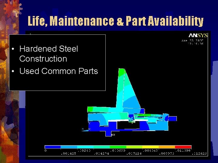 Life, Maintenance & Part Availability • Hardened Steel Construction • Used Common Parts 