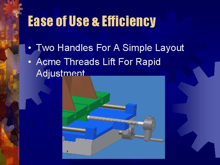 Ease of Use & Efficiency • Two Handles For A Simple Layout • Acme