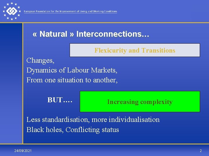  « Natural » Interconnections… Flexicurity and Transitions Changes, Dynamics of Labour Markets, From