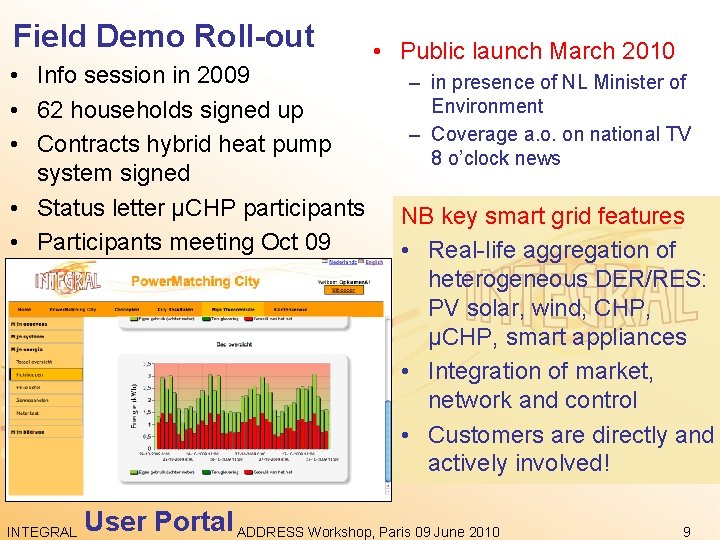 Field Demo Roll-out • Info session in 2009 • 62 households signed up •