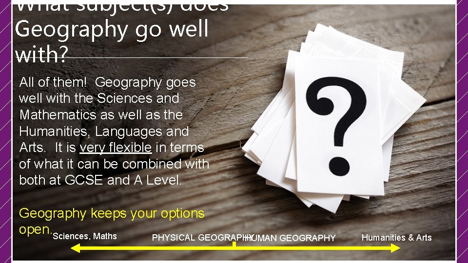 What subject(s) does Geography go well with? All of them! Geography goes well with