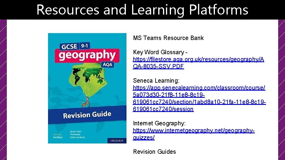 Resources and Learning Platforms MS Teams Resource Bank Key Word Glossary https: //filestore. aqa.