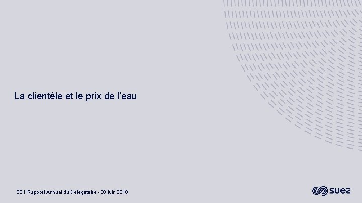 La clientèle et le prix de l’eau 33 I Rapport Annuel du Délégataire -