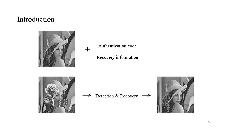 Introduction + → Authentication code Recovery information Detection & Recovery → 3 