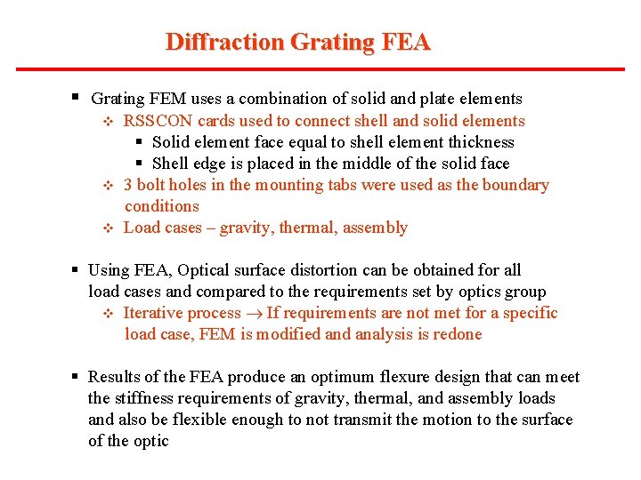 Diffraction Grating FEA § Grating FEM uses a combination of solid and plate elements