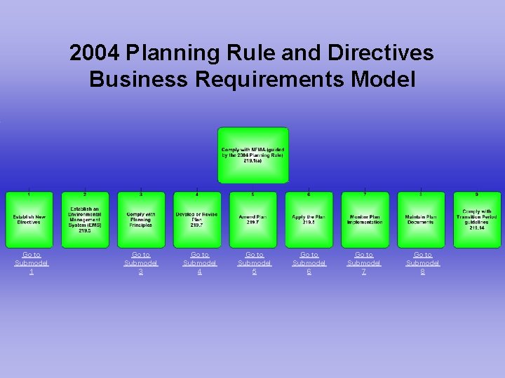 2004 Planning Rule and Directives Business Requirements Model Go to Submodel 1 Go to