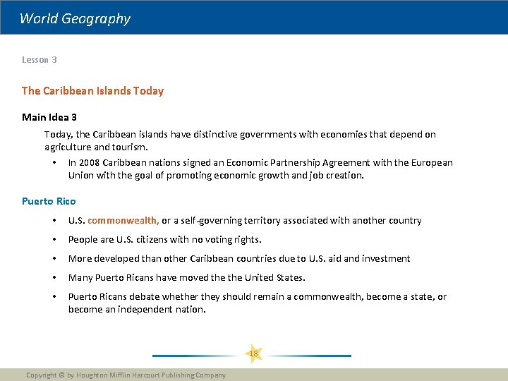 World Geography Lesson 3 The Caribbean Islands Today Main Idea 3 Today, the Caribbean